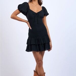 Sky to Moon Black Puff Sleeve Mini Dress NWT Small